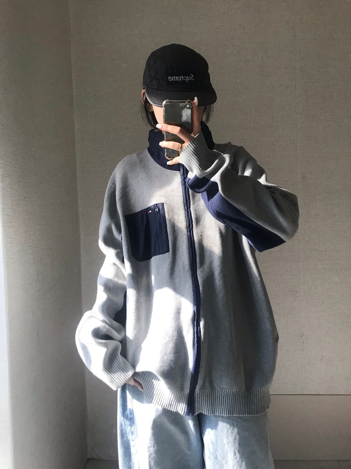 타미힐피거 그레이 니트집업 상품이미지1