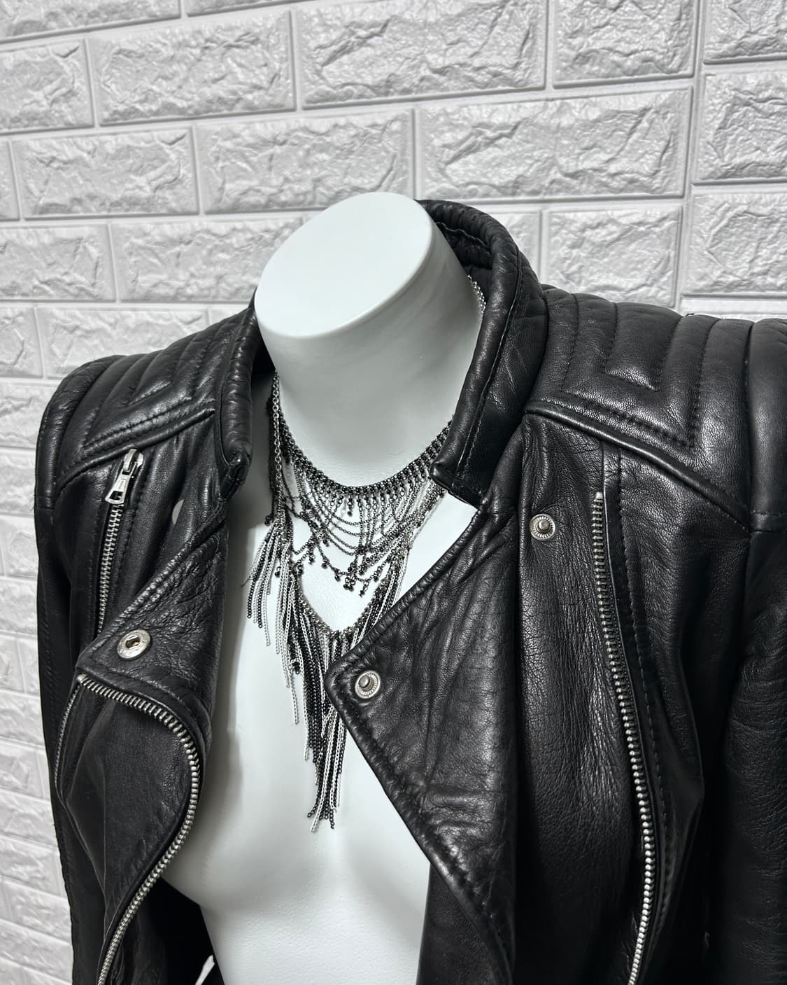 자라 램스킨 패디드 더블 지퍼 모토 자켓 상품이미지4