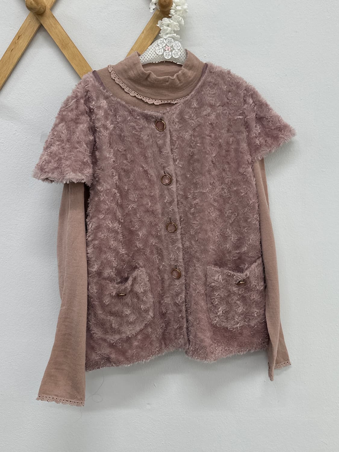 💌슈슈룬 쇼콜라 퍼 코디세트💌 조끼 핑크 히메 러블리 갸루 양산형 상품이미지4