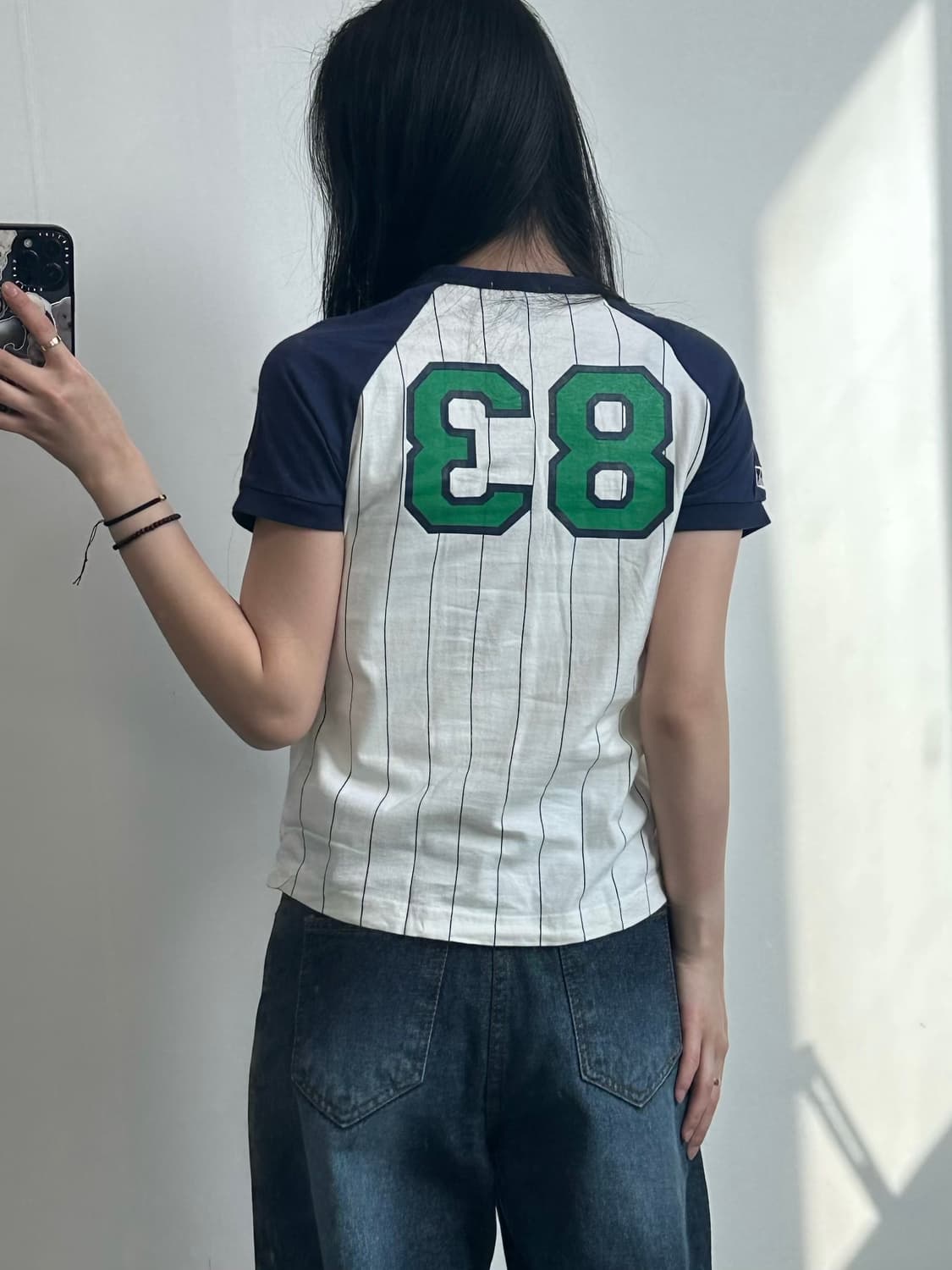 MLB 나그랑배색 스트라이프 반팔 티셔츠 상품이미지2