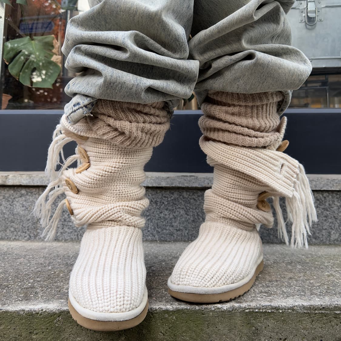 2000s Y2K 니트 카디 어그 부츠 상품이미지1