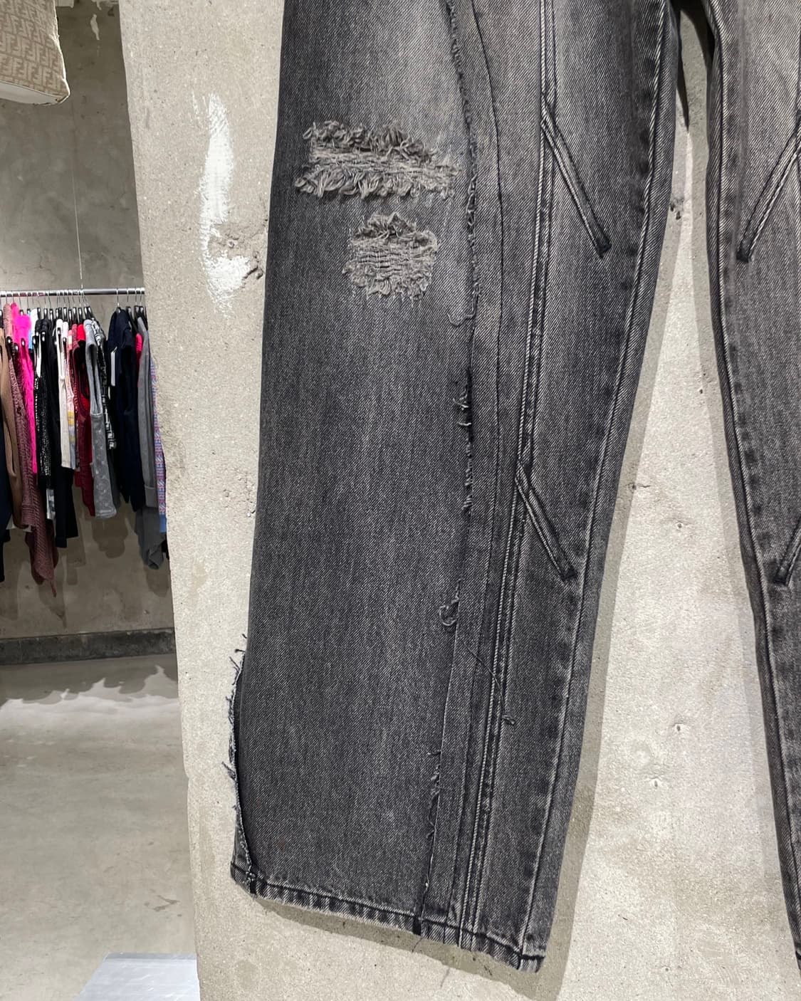 앤더슨벨 흑청 패널 카펜터 와이드 데님 팬츠 상품이미지4