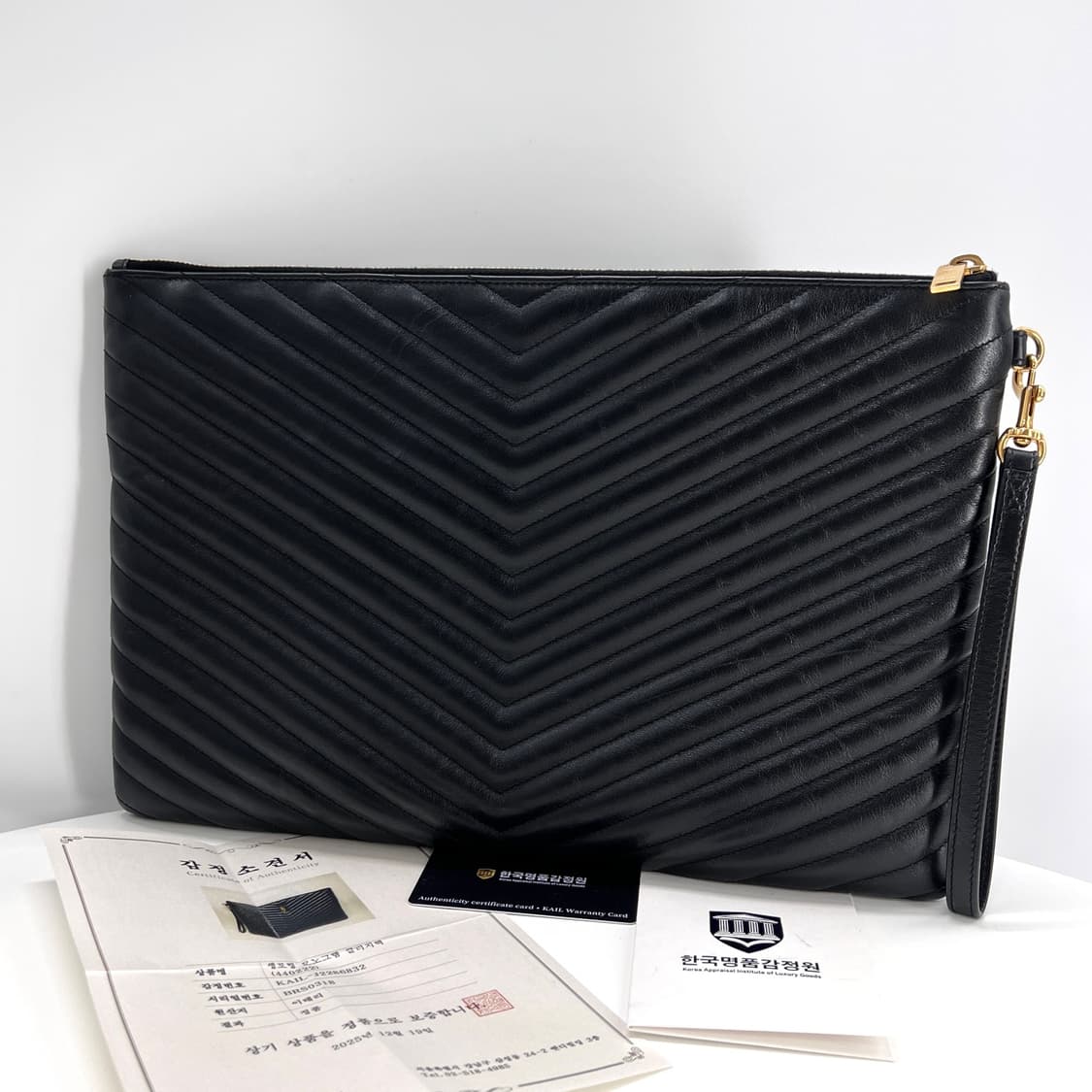 [감정완료] 생로랑 마틀라세 클러치백 라지 블랙 (440222) 상품이미지5