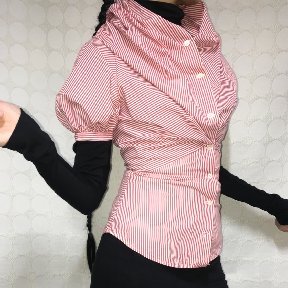 비비안 웨스트우드 레드 스트라이프 후드 반팔 셔츠 상품이미지1