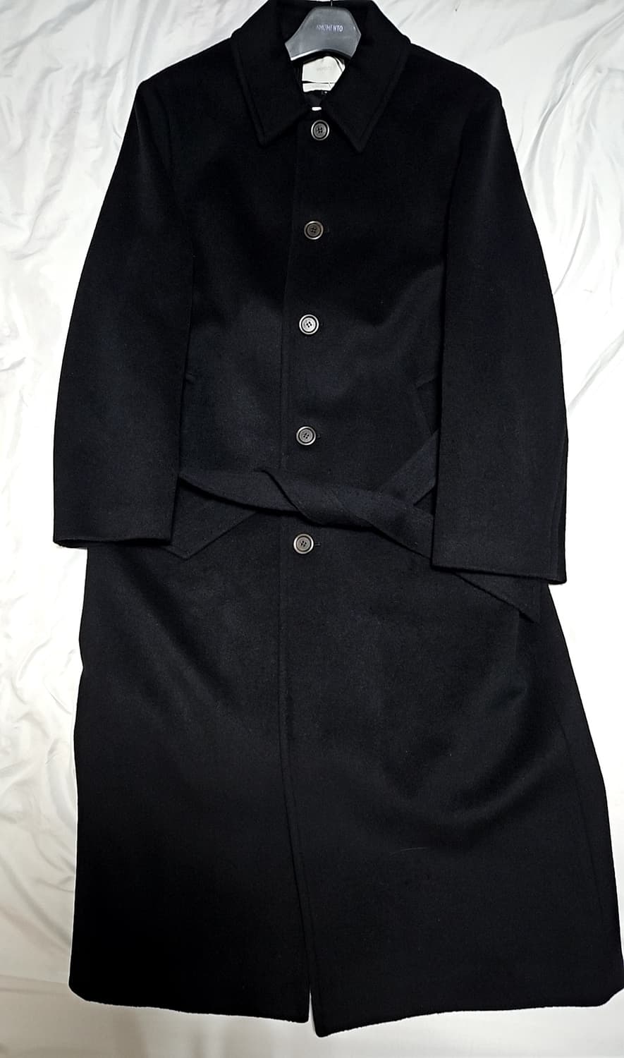 아모멘토 25FW 싱글 브레스티드 코트 블랙 M사이즈 팝니다 상품이미지3