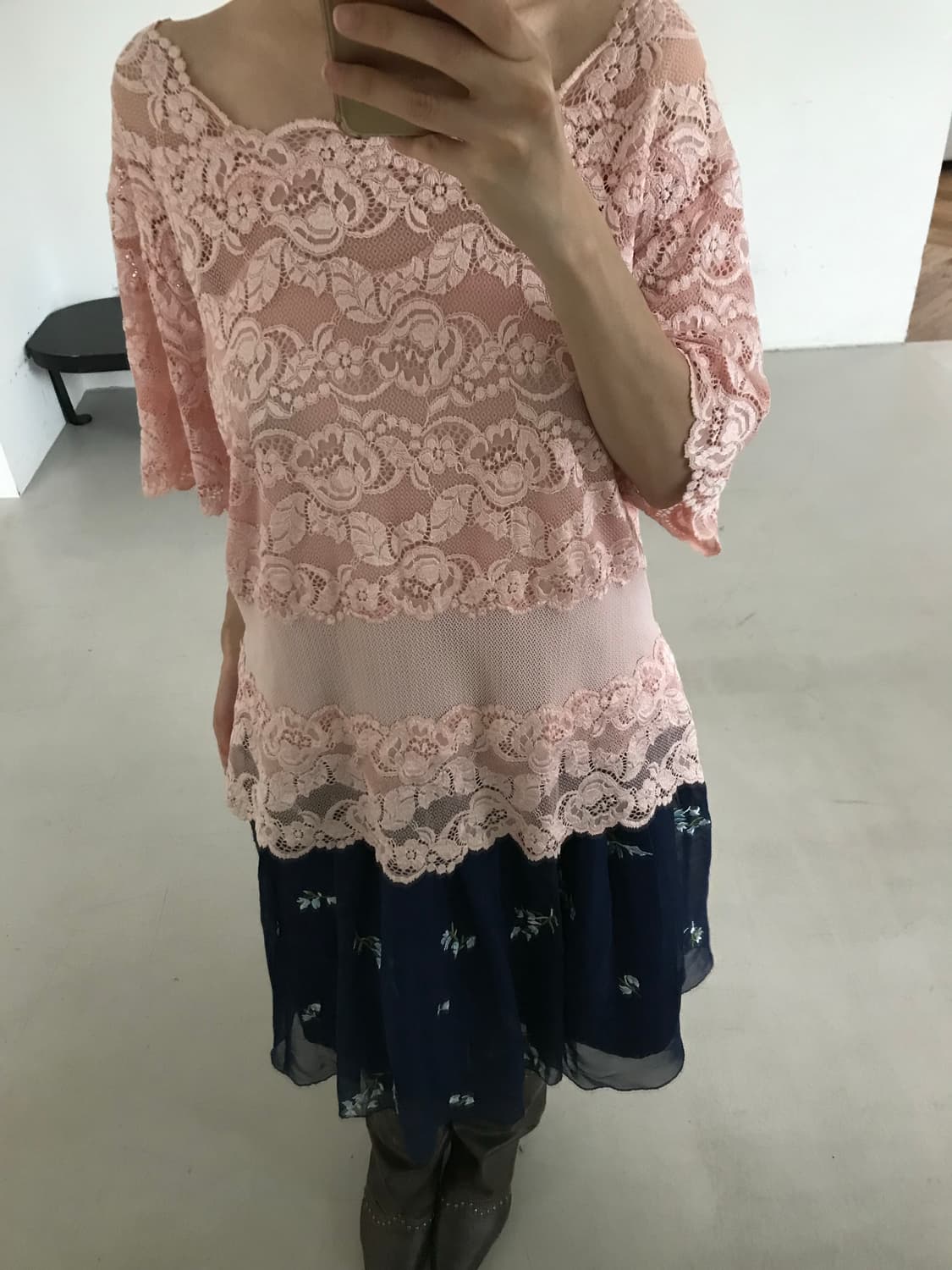 vintage pink lace top 상품이미지2