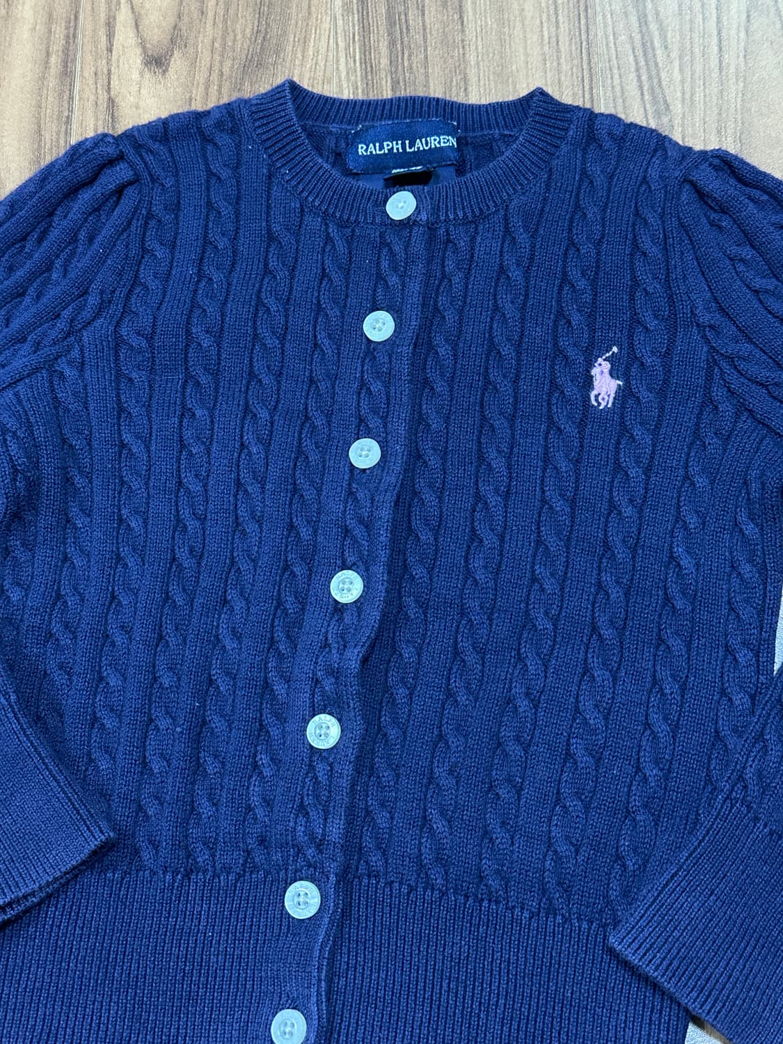 폴로 키즈 네이비 꽈배기 가디건 3/3T 상품이미지3