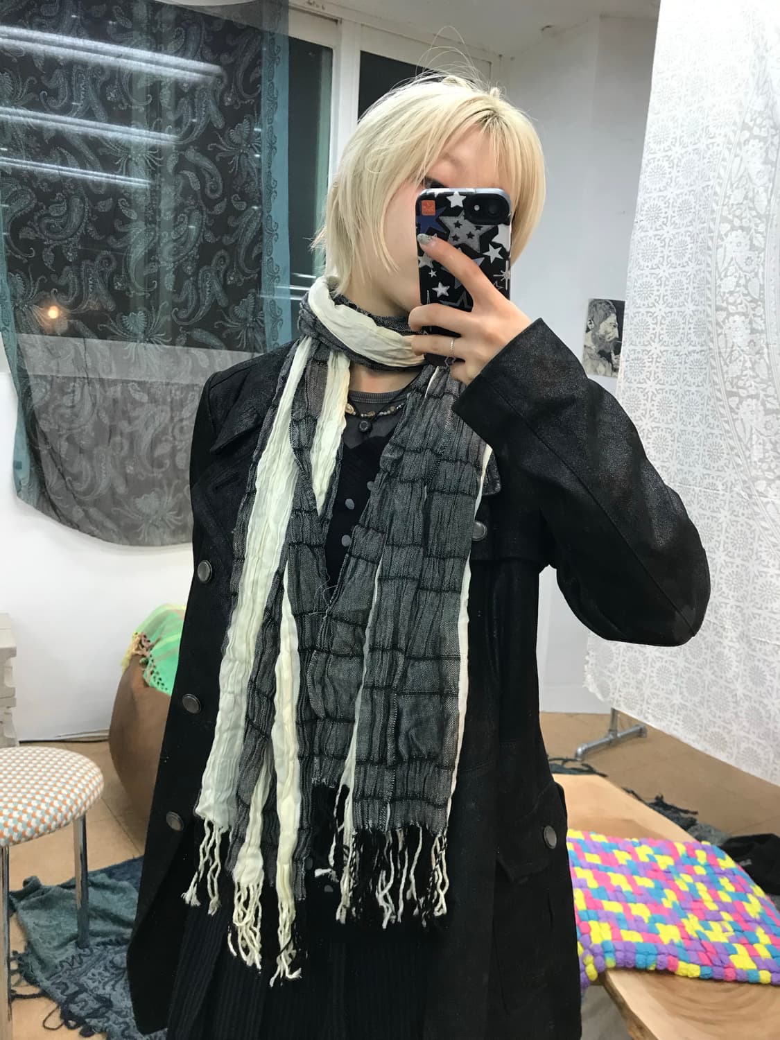 빈티지 투톤 린넨 머플러  상품이미지2