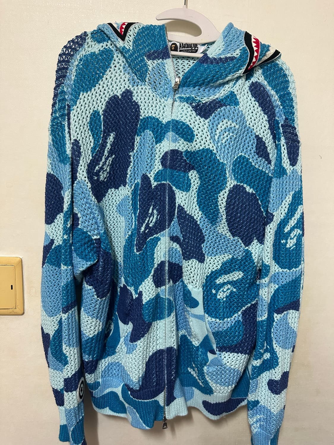 A BATHING APE (베이프) 샤크 메쉬 후드집업 블루 카모 L 사 상품이미지6
