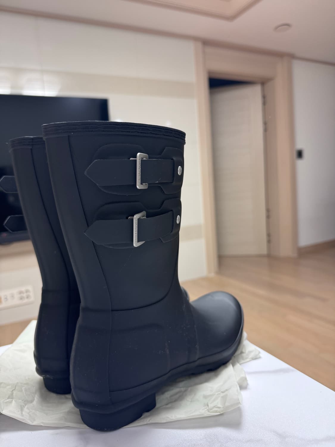 헌터  버클 숏 레인부츠 블랙 한정판 240mm 상품이미지5