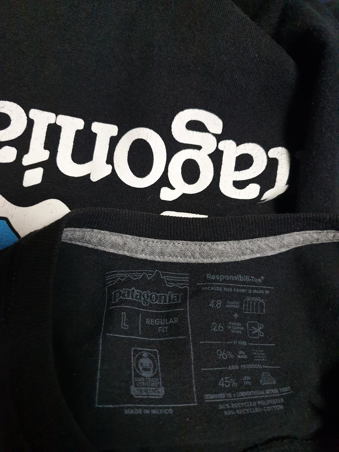 파타고니아 레귤러핏 백프린팅 반팔티 블랙 (L) 상품이미지4