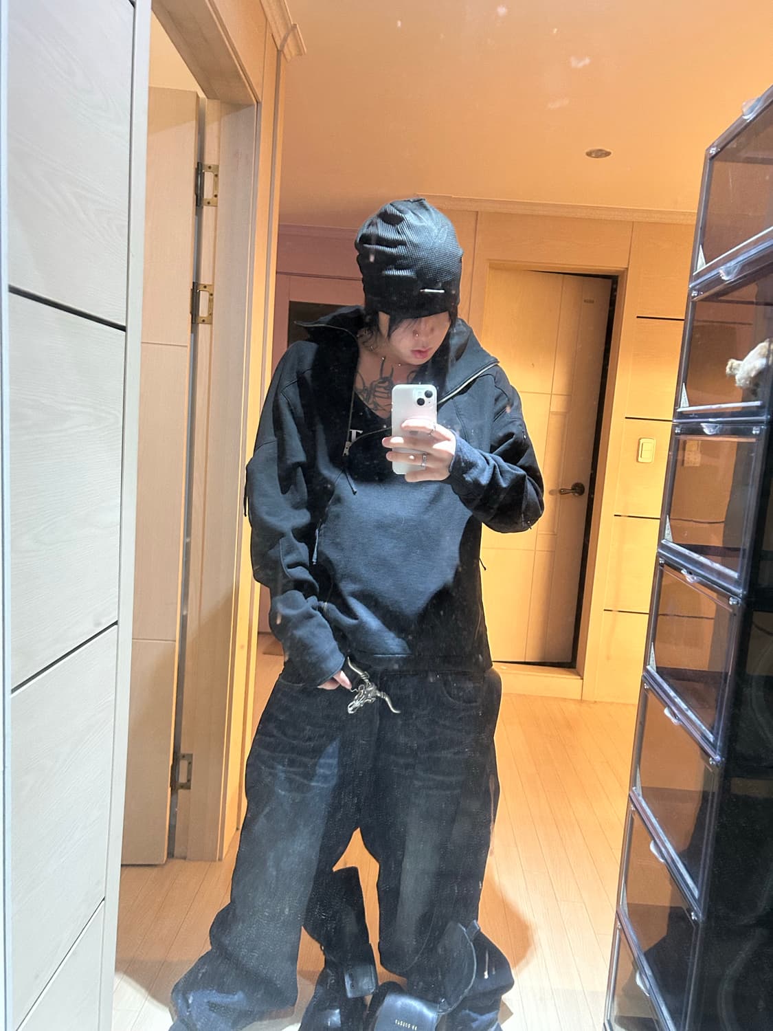 Side Cut Off Zipper Detail Hoodie 상품이미지6