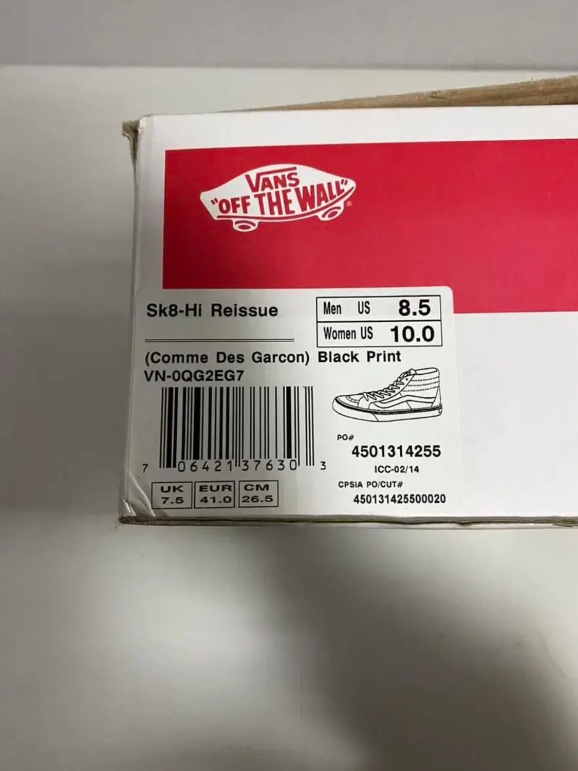 [265] 14SS 슈프림 Supreme 꼼데가르송 반스 Sk8-Hi 상품이미지6