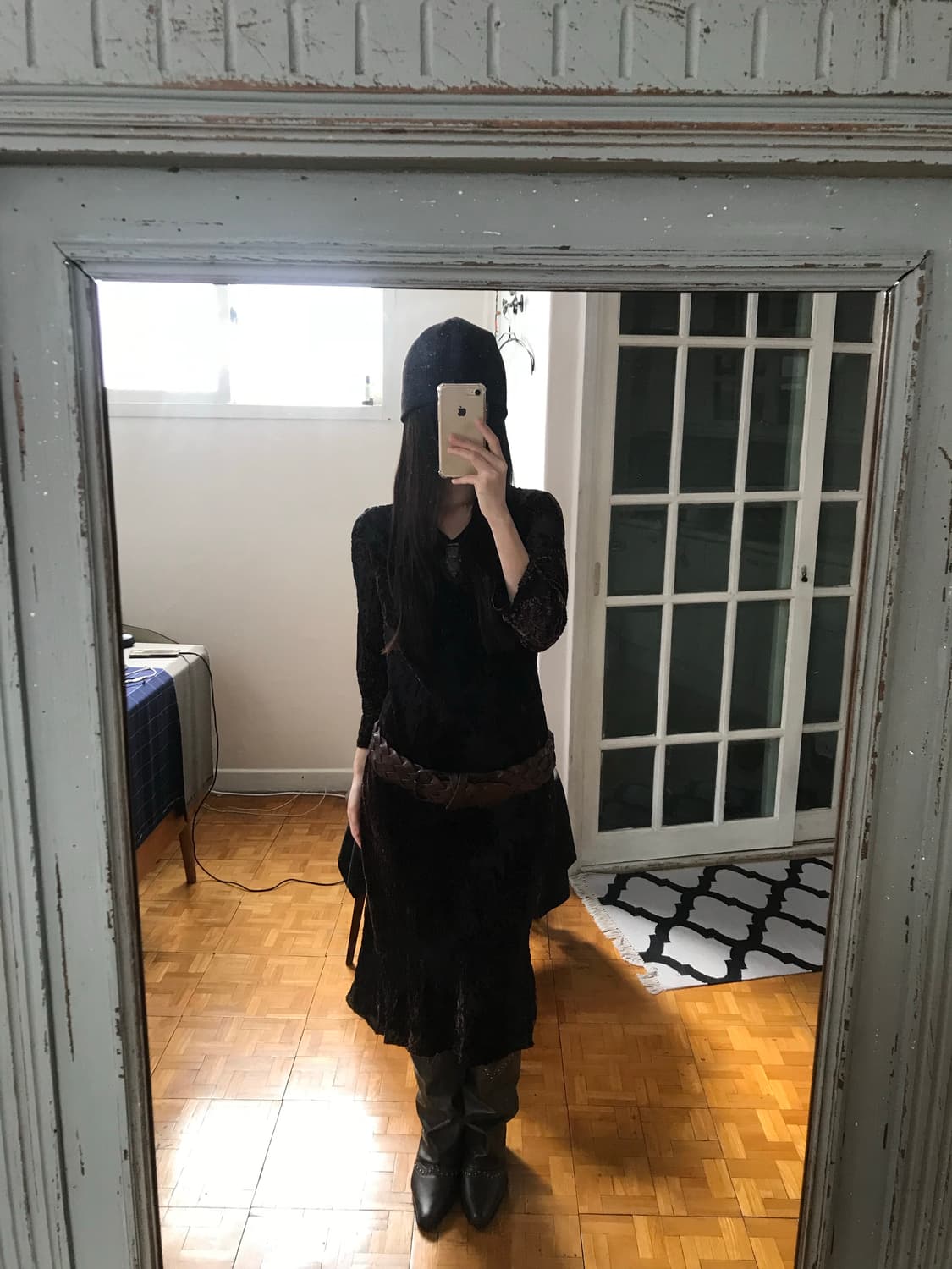 vintage velvet pattern one-piece 상품이미지6