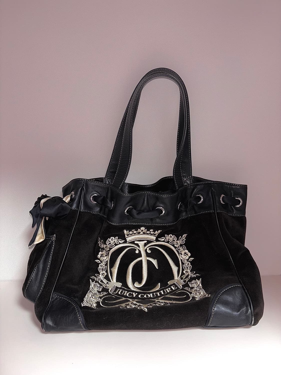 쥬시꾸뛰르 2000s 데이드리머 블랙 브라운 벨벳 토트백 숄더백 백 상품이미지1