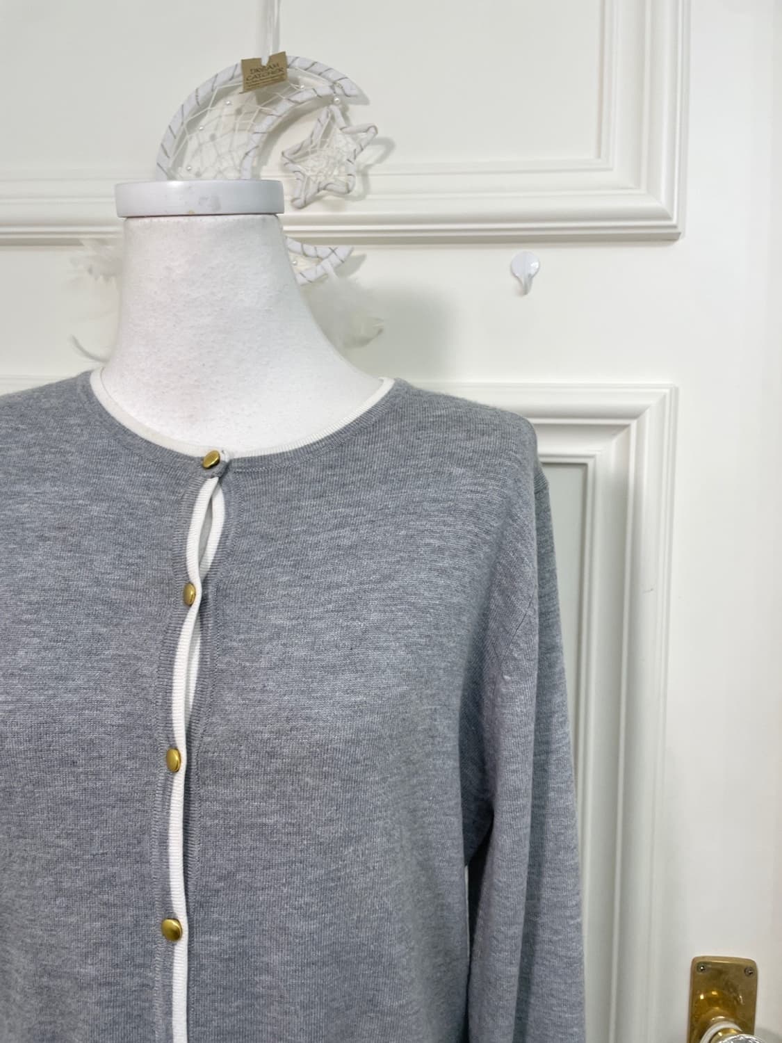gray white lining basic cardigan(size-L) 상품이미지6
