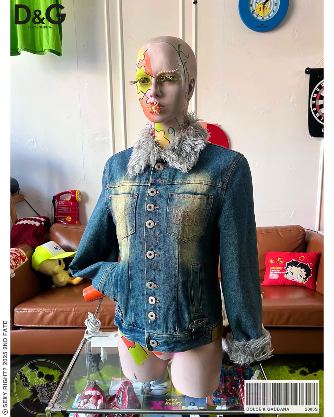 00s Dolce&Gabbana Fur Trim Denim Jacket 상품이미지1