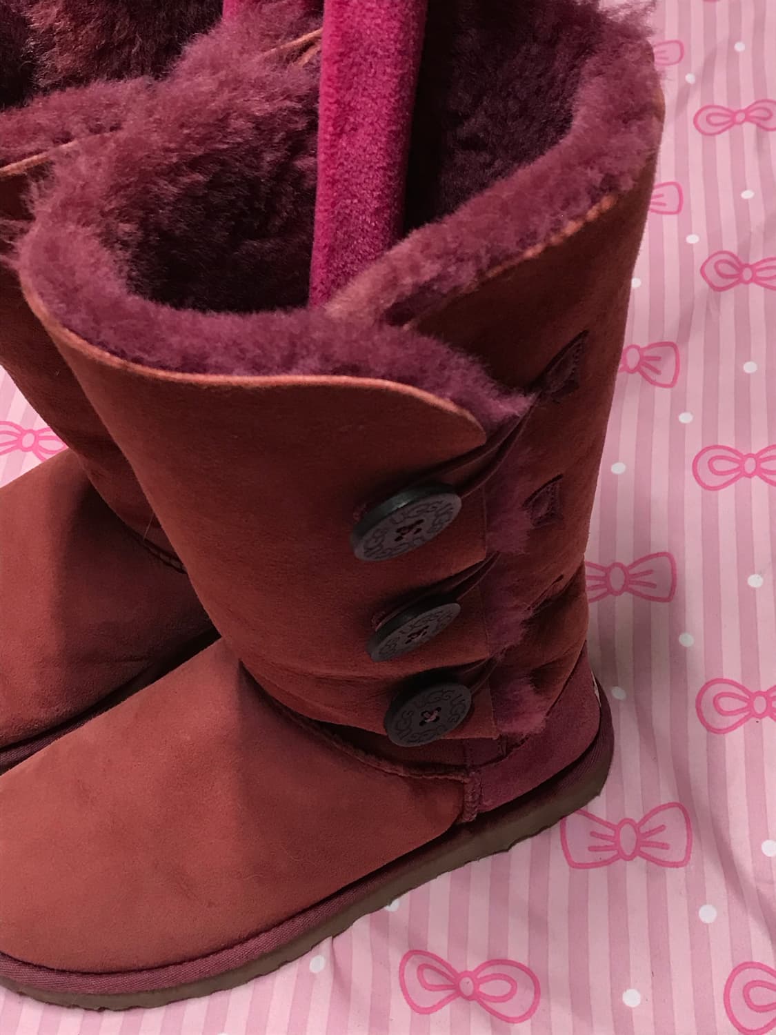 어그 베일리 쓰리버튼 핑크 롱부츠 상품이미지5