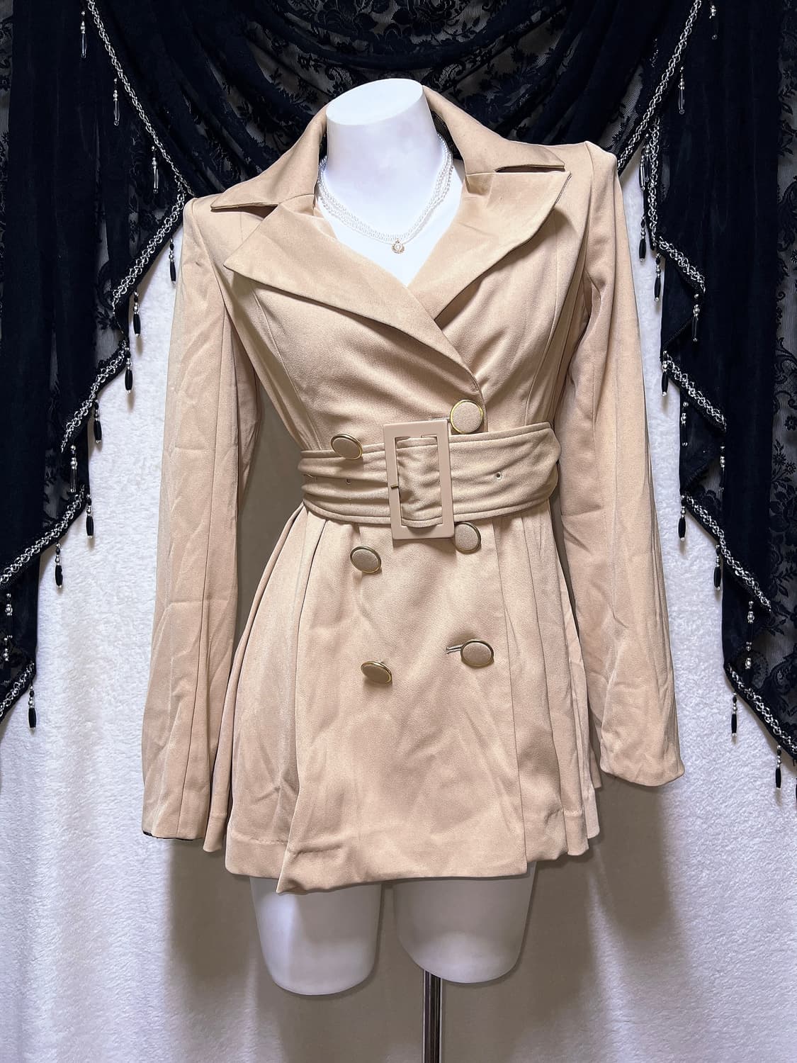 립서비스 로맨틱갸루 로걀 라떼 오네 모카베이지 벨트 트렌치코트 원피스 상품이미지1