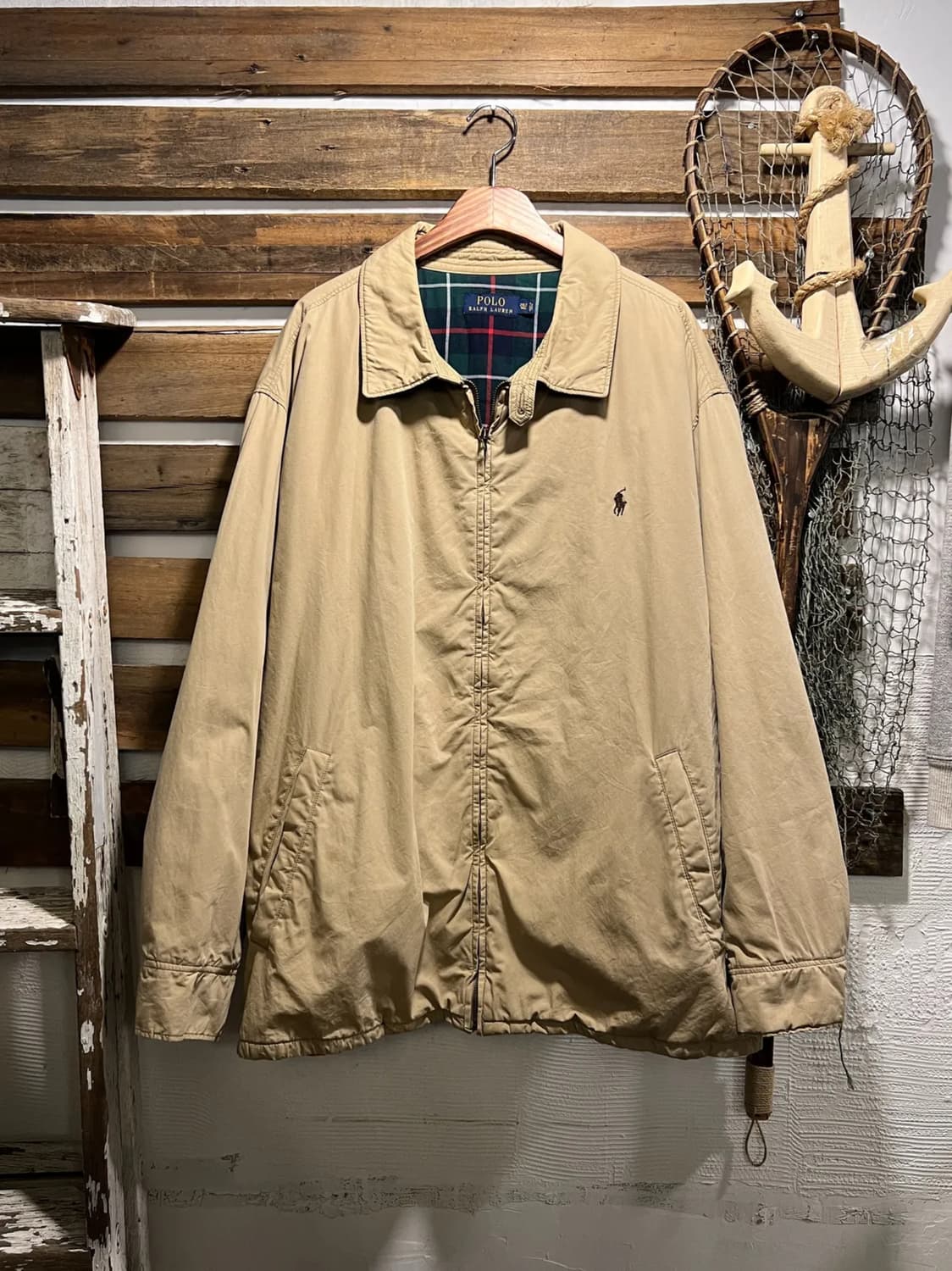 [2XL]폴로 랄프로렌 타탄체크 라이닝 베이지 드리즐러 자켓 상품이미지1