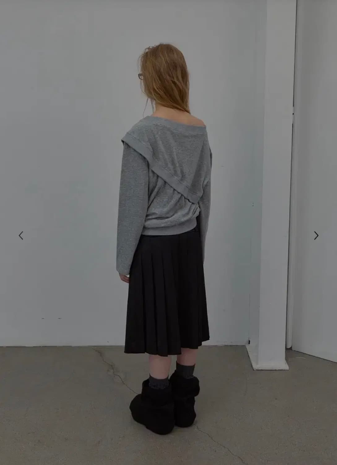 LCDC 스터드 플리츠 미디 스커트 상품이미지2