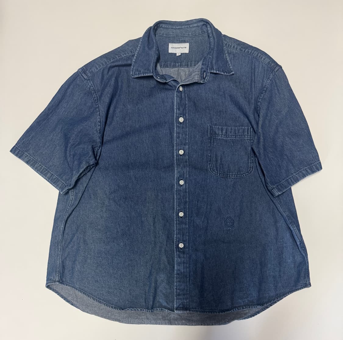 정품!! 에스피오나지 미니멀 오버핏 데님 반팔 셔츠 2XL ~ 상품이미지1