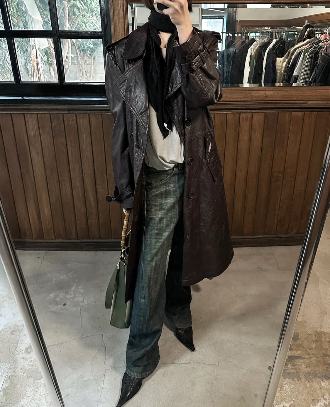 JPV brown leather trench coat 상품이미지6