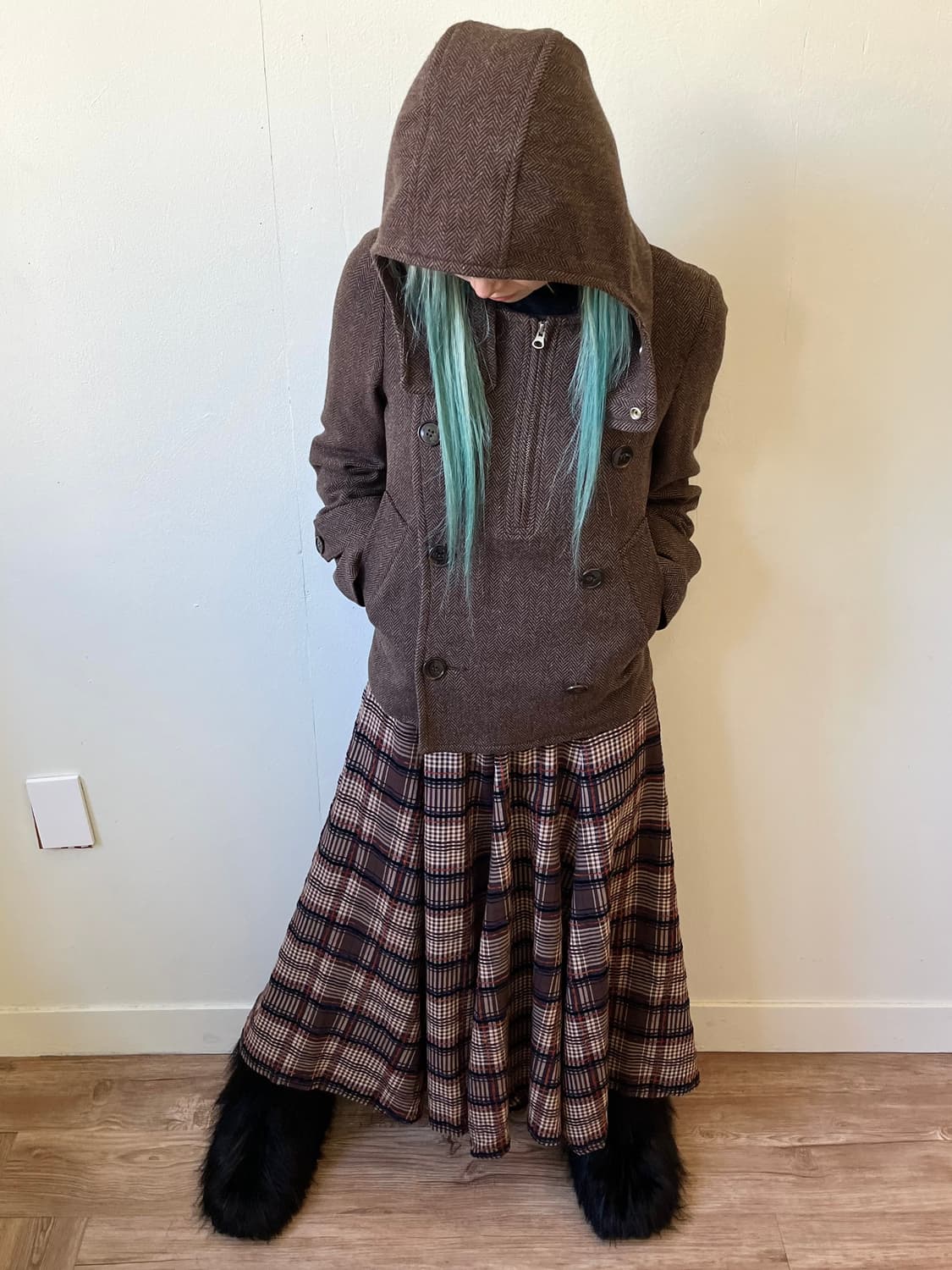 zucca 헤링본 더블 코트 상품이미지8