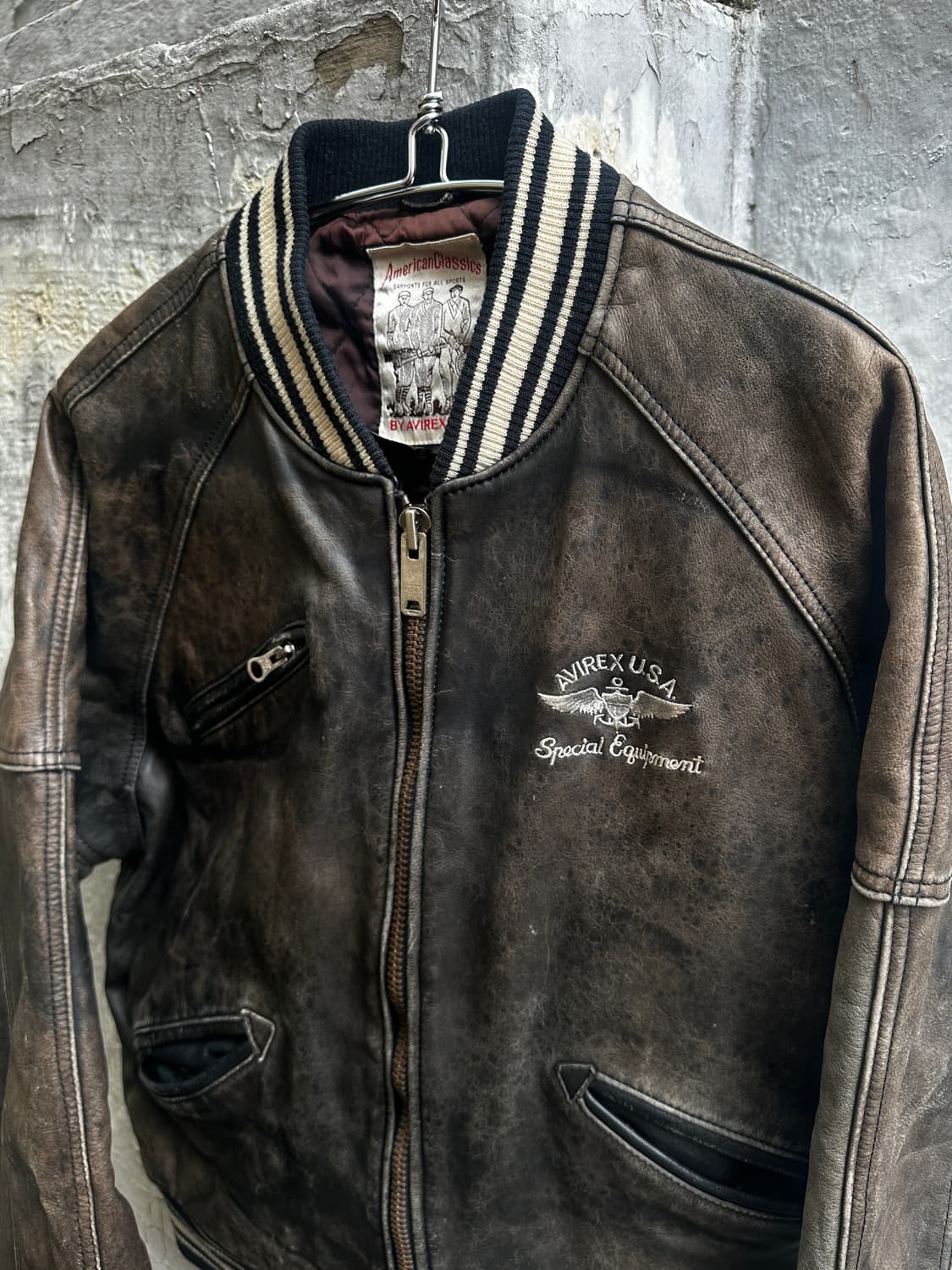 아비렉스 avirex 90s 아이콘 에이징 바시티 레더자켓 상품이미지5