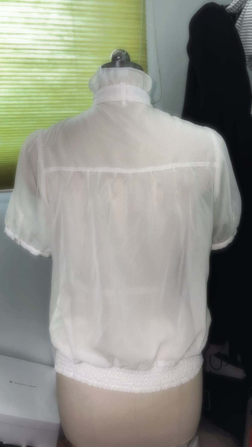 일본 빈티지 도트 시스루 디테일 셔츠 모리 라떼갸루 프레피 상품이미지3