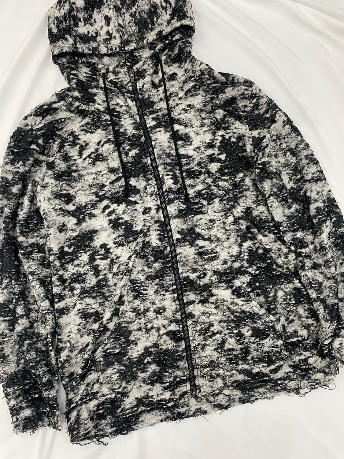 Black & White grunge hooded zip-up 상품이미지3