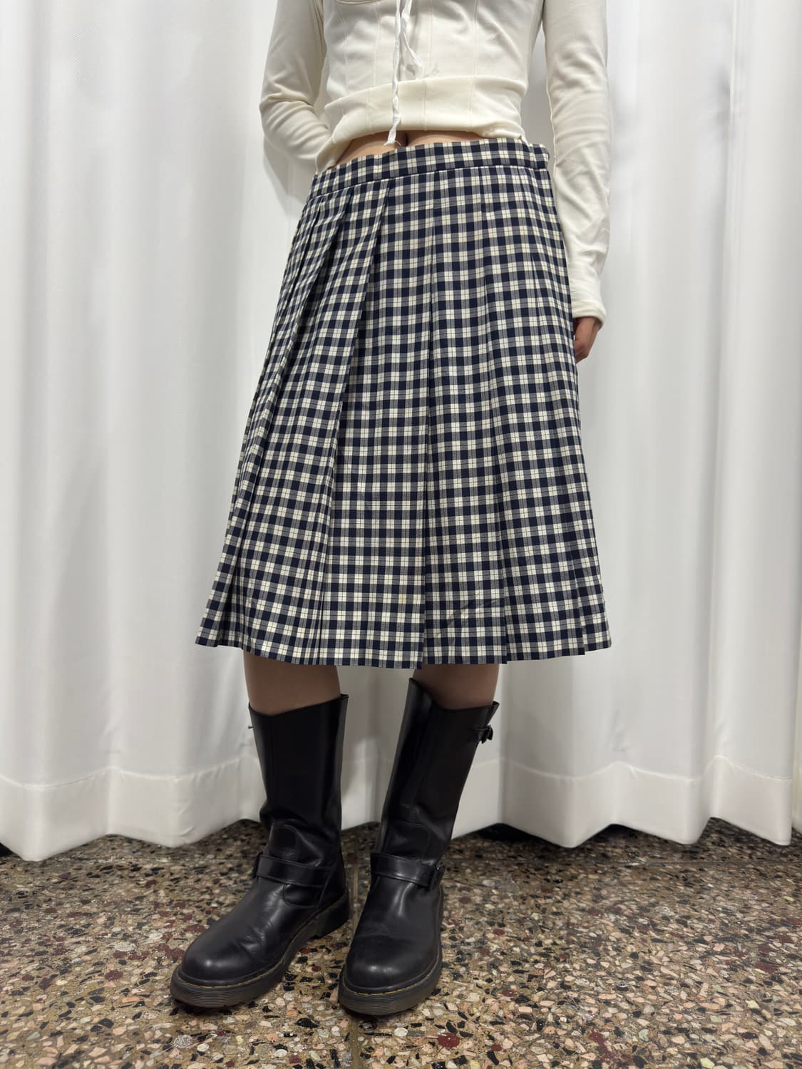 hanae mori check midi skirt 상품이미지1