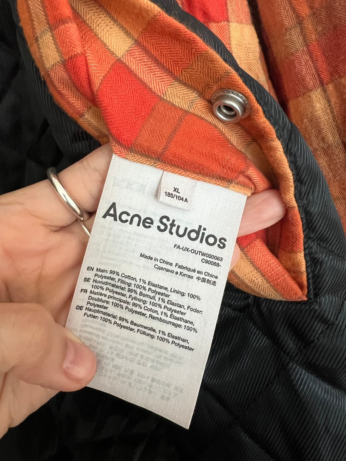 Acne Studios 페이스 패치 퀼팅 체크 셔츠 재킷 XL 상품이미지5