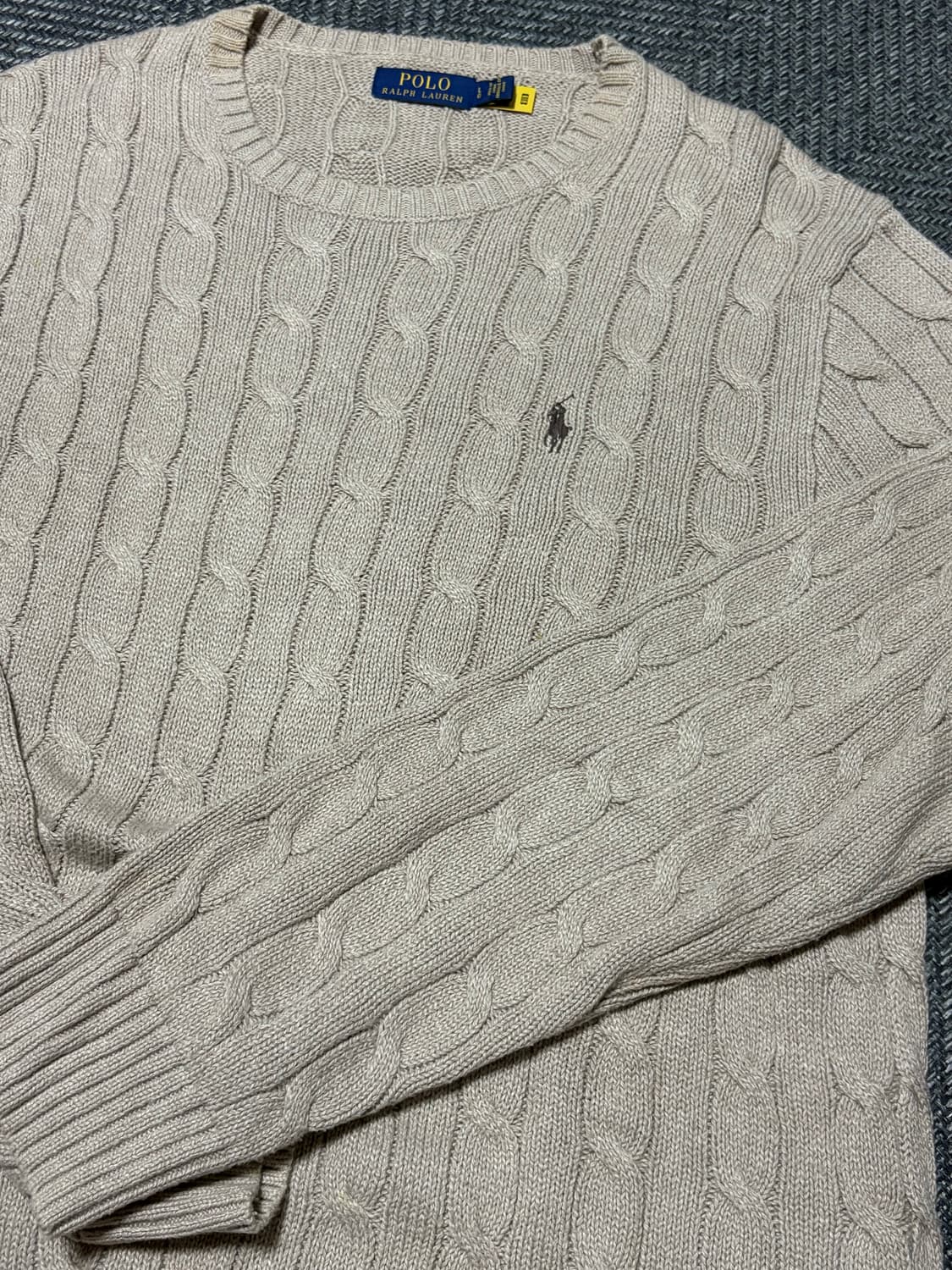 [L] 폴로 꽈배기 니트 베이지 상품이미지1