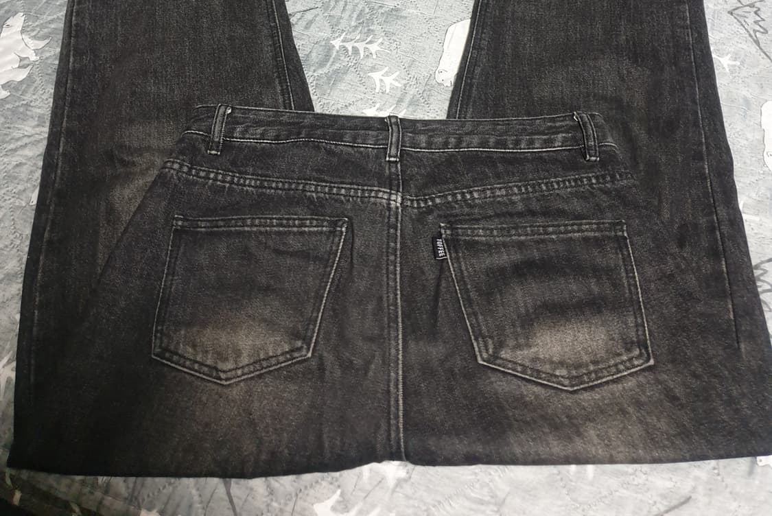 토피 빈티지 워싱 세미와이드 데님팬츠 흑청 (M) 상품이미지3