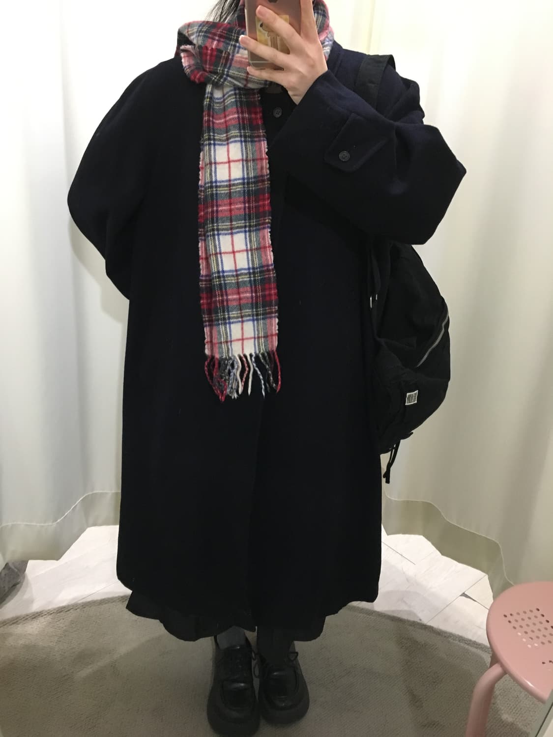 다크네이비 캐시미어 롱코트 상품이미지4