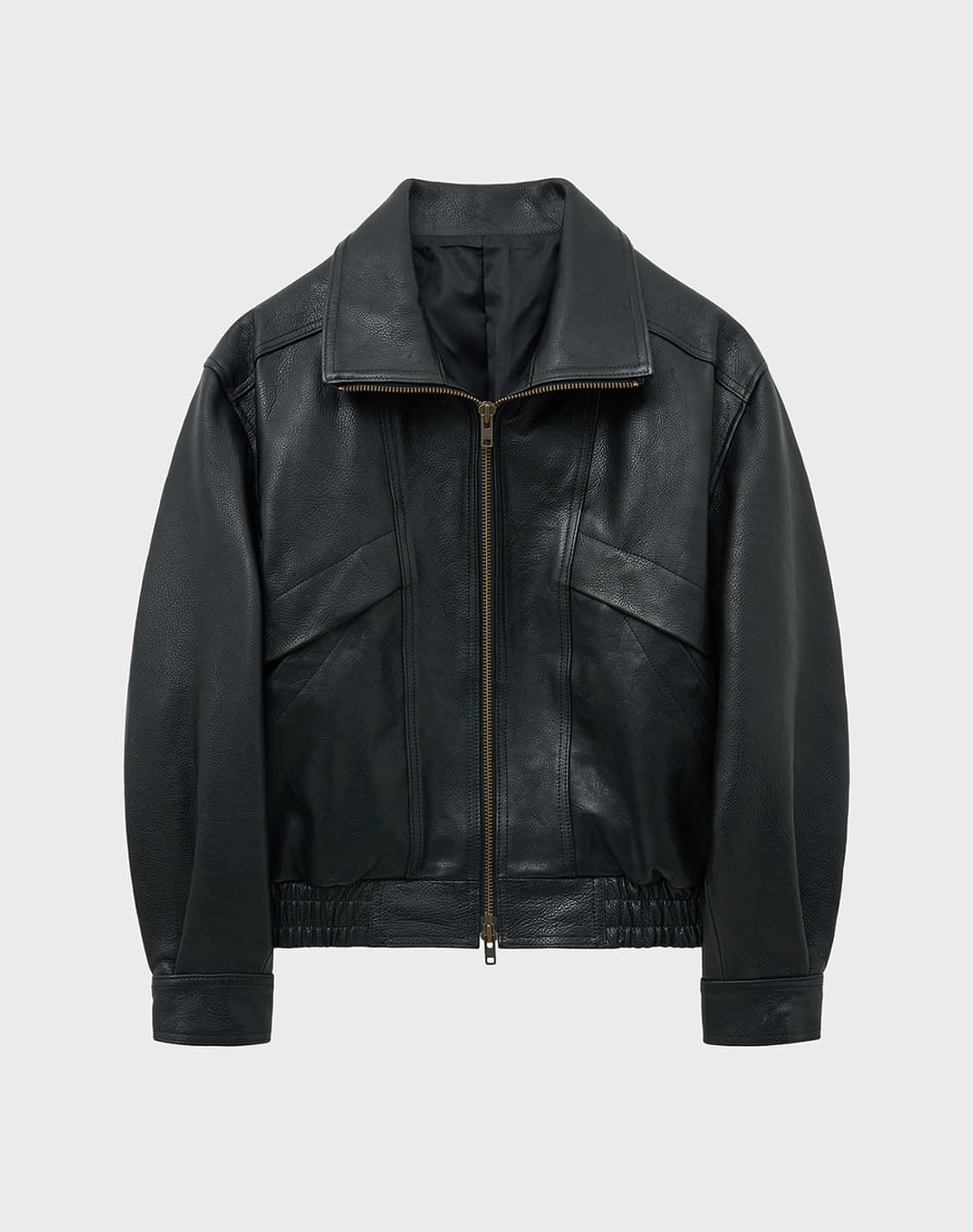 [50] 노이어xKKST 엔틱 카우 레더 하이넥 블루종 블랙 상품이미지2