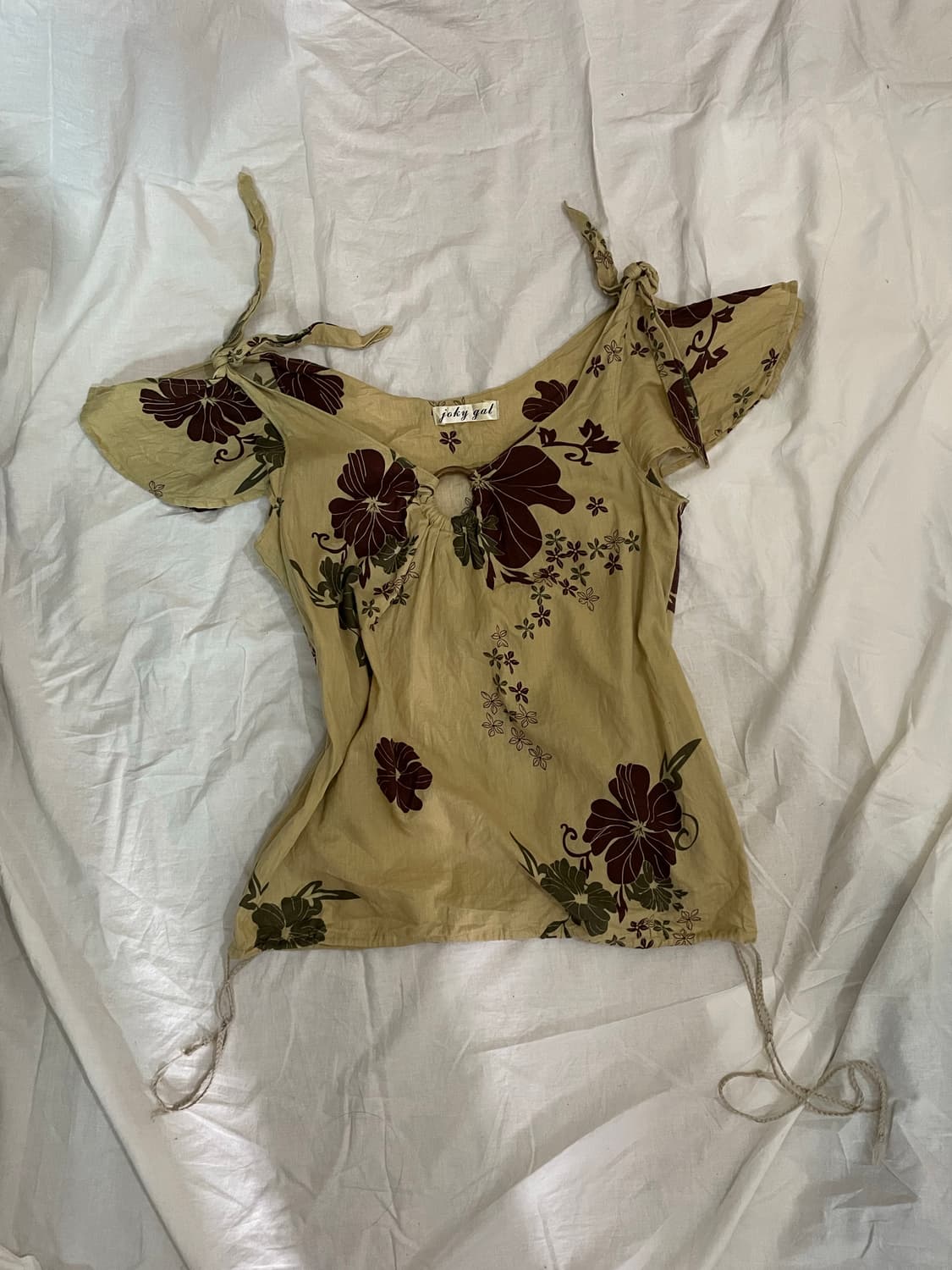 보헤미안 링 디테일 플라워 블라우스 상품이미지1