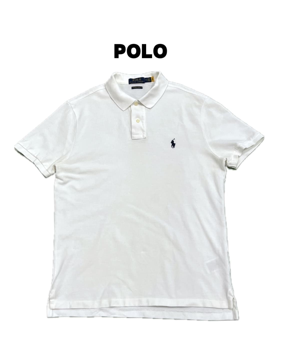 (M) 폴로 랄프로렌 커스텀 핏 PK 카라 티 화이트 상품이미지1