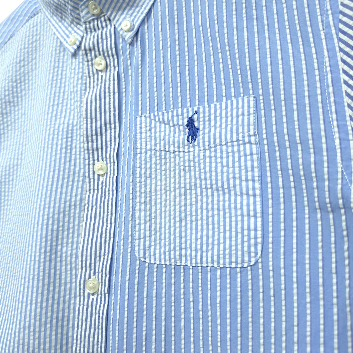 [S] 폴로 시어서커 스트라이프 컬러블럭 긴팔셔츠 상품이미지4