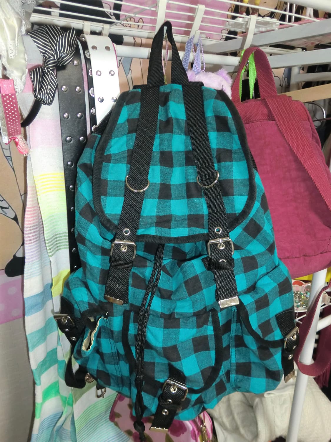 민트체크 백팩 하구미 모리걸 빈티지 니혼진 펑크 상품이미지1