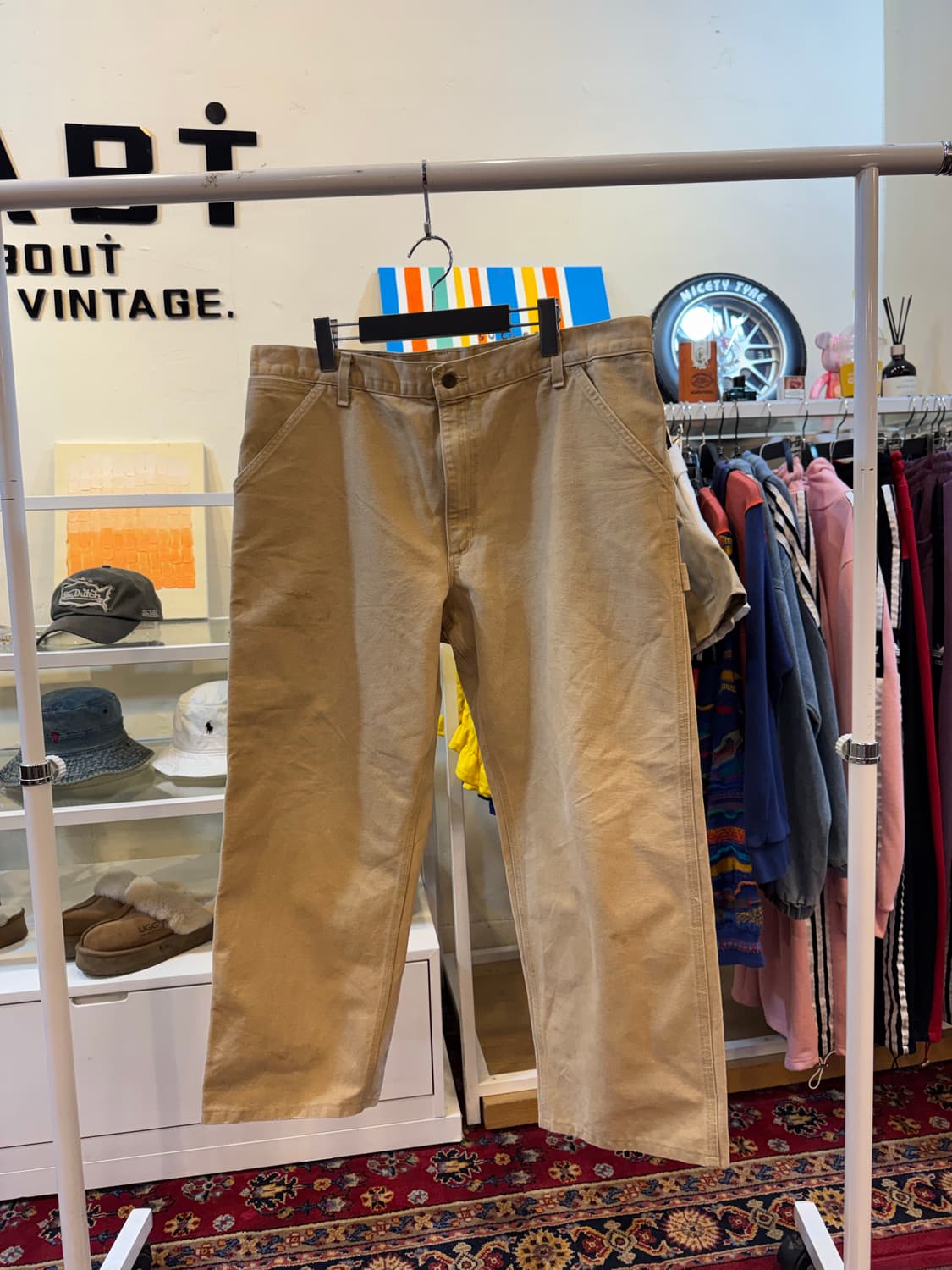 칼하트 90s USA 생산 더블니 캔버스 카펜터 팬츠 베이지 40in  상품이미지6