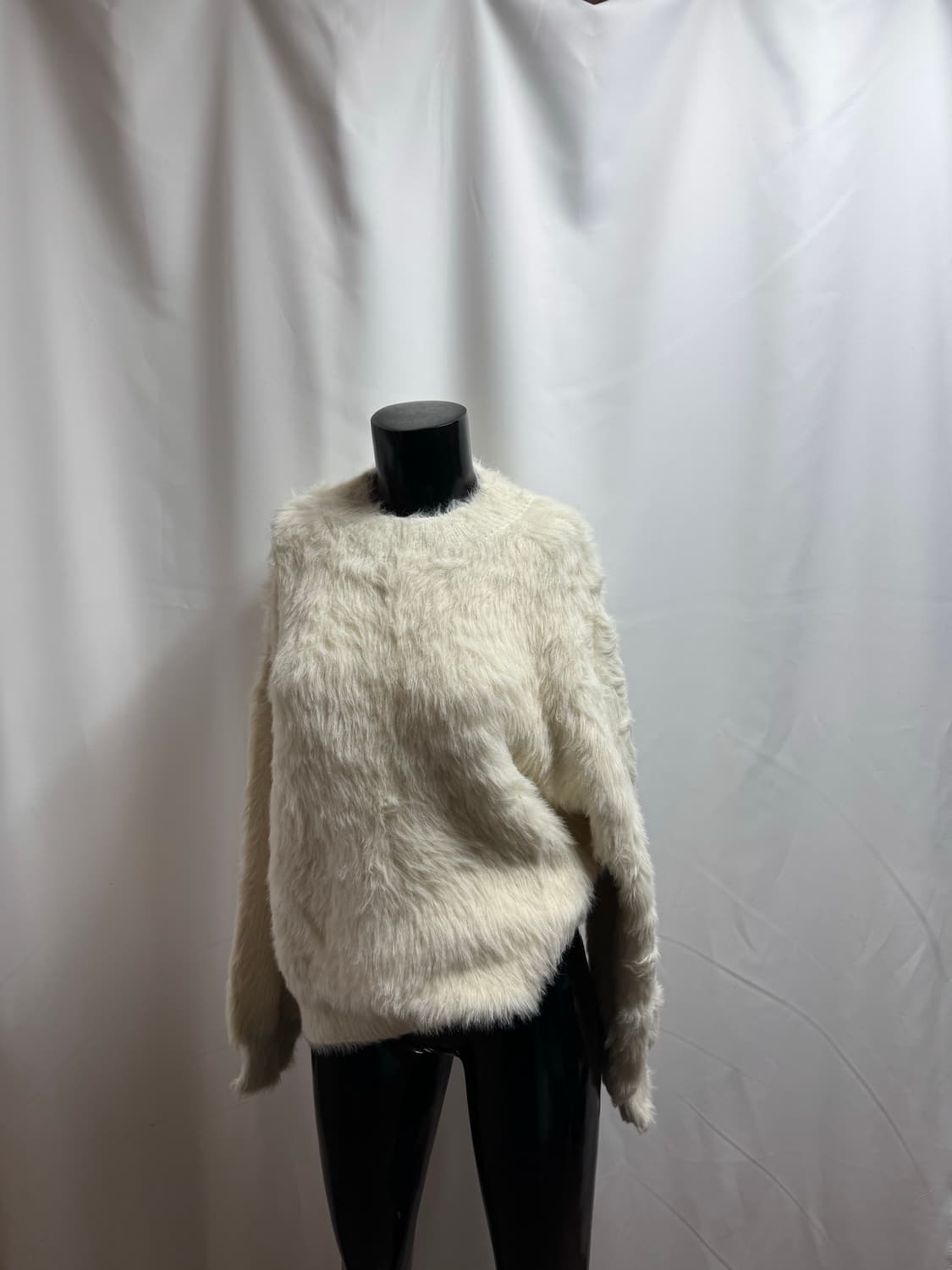 vintage 화이트 퍼 니트 상품이미지1