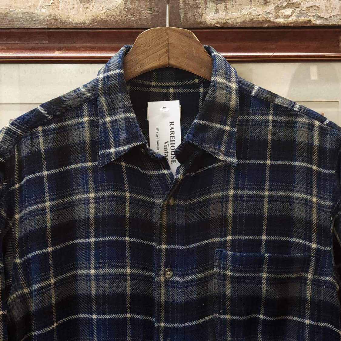 90s 아메리칸 빈티지 체크셔츠 플란넬 셔츠 워크셔츠 블루 m 상품이미지4