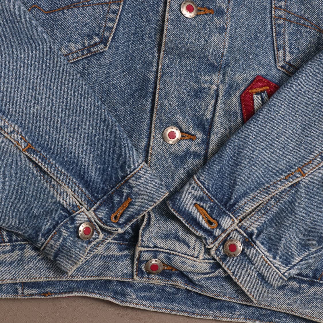 90's 일본빈티지 데님 자수 봄버자켓 A1682 상품이미지5