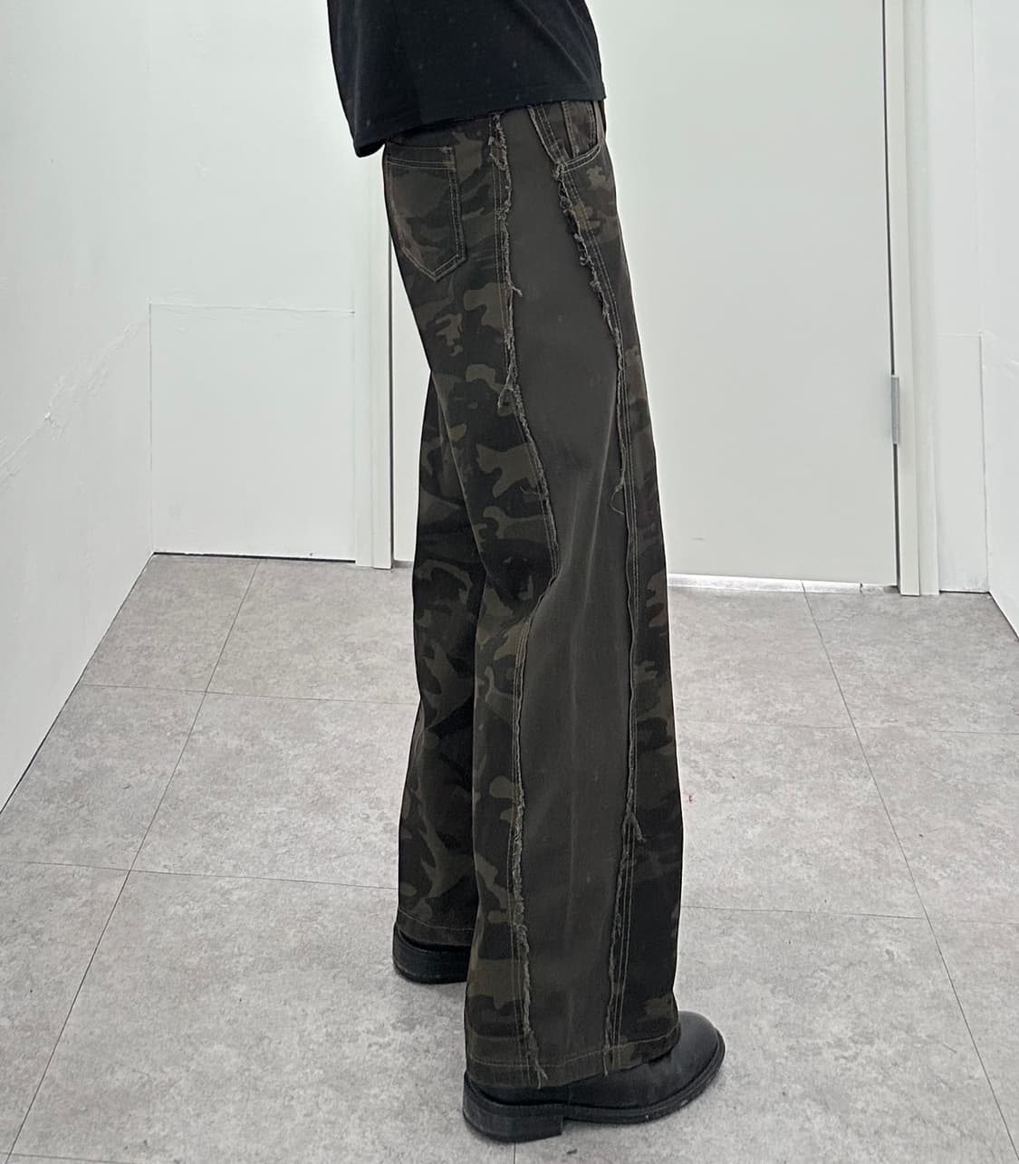 Camo fake layered high waisted destroyed 상품이미지3