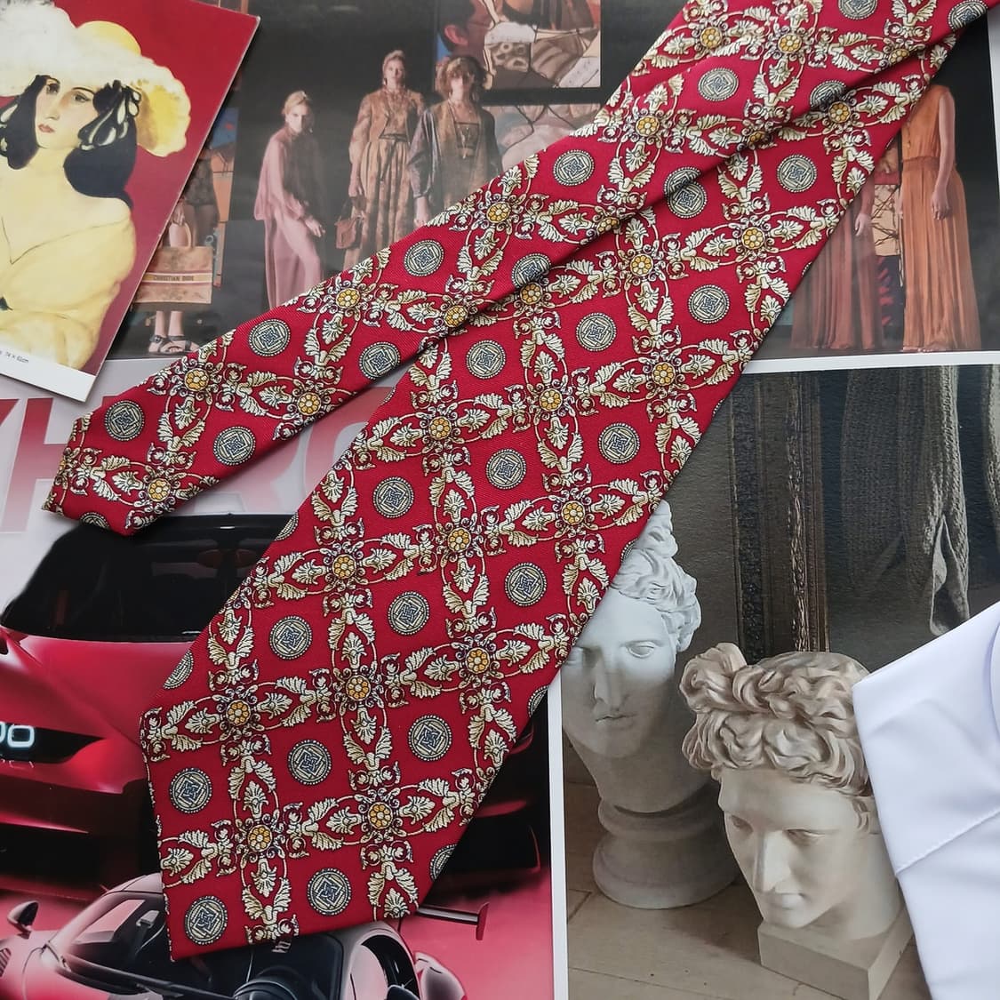 닥스 실크 다크 레드 클래식 패턴 넥타이 9.7cm A등급 A18720
 상품이미지3