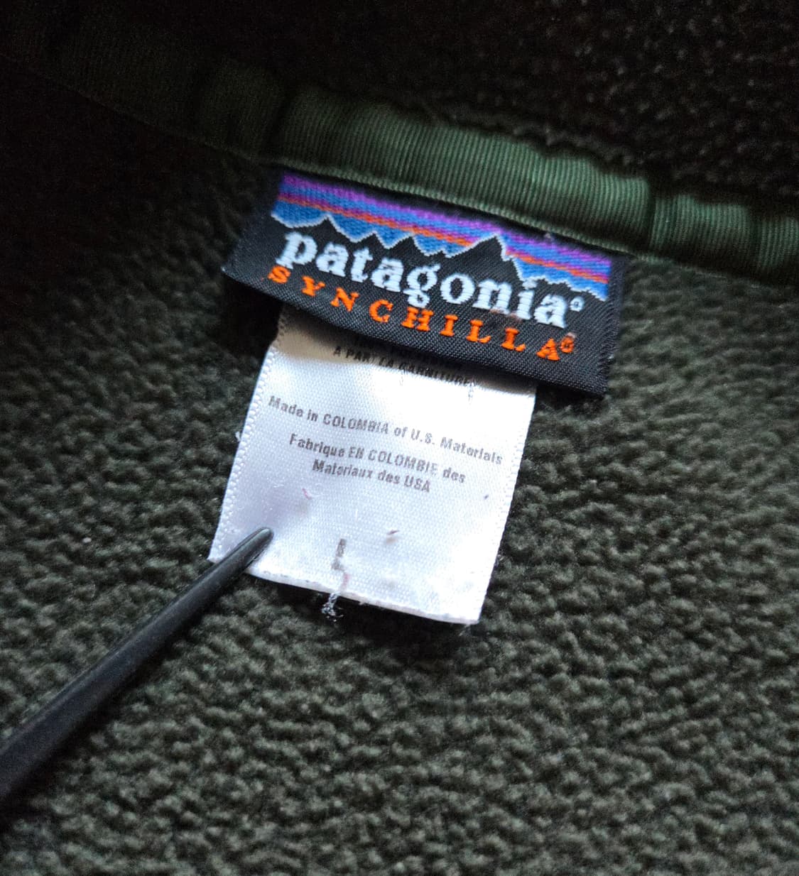 (L)파타고니아 Rare 올리브 신칠라 플리스 상품이미지4