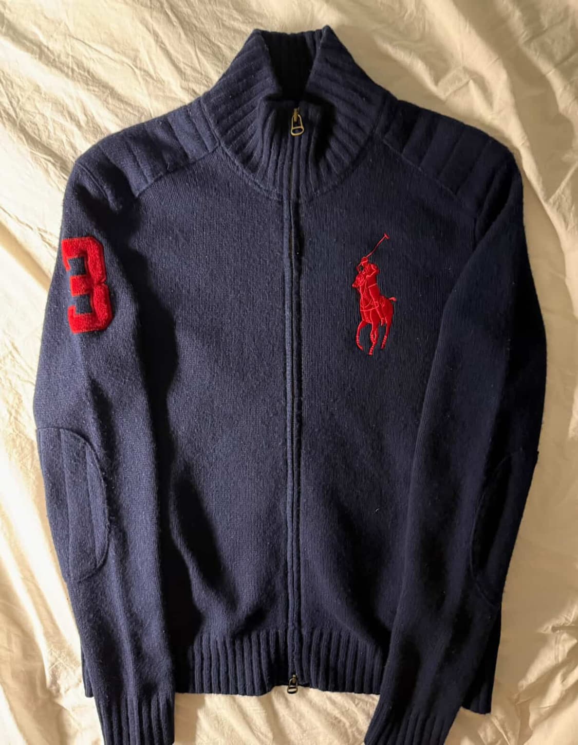 폴로 빅포니 울 니트집업 네이비 상품이미지2