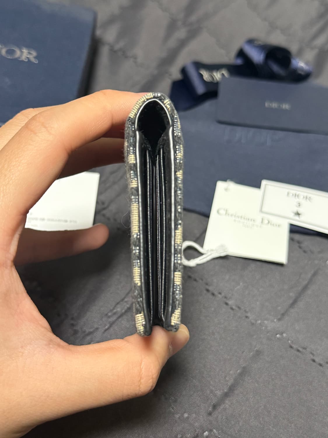 디올 오블리크 자카드 오거나이저 카드지갑 베이지 상품이미지5